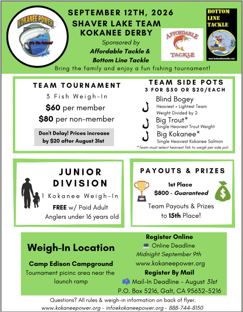 2026 Shaver Lake Kokanee Derby